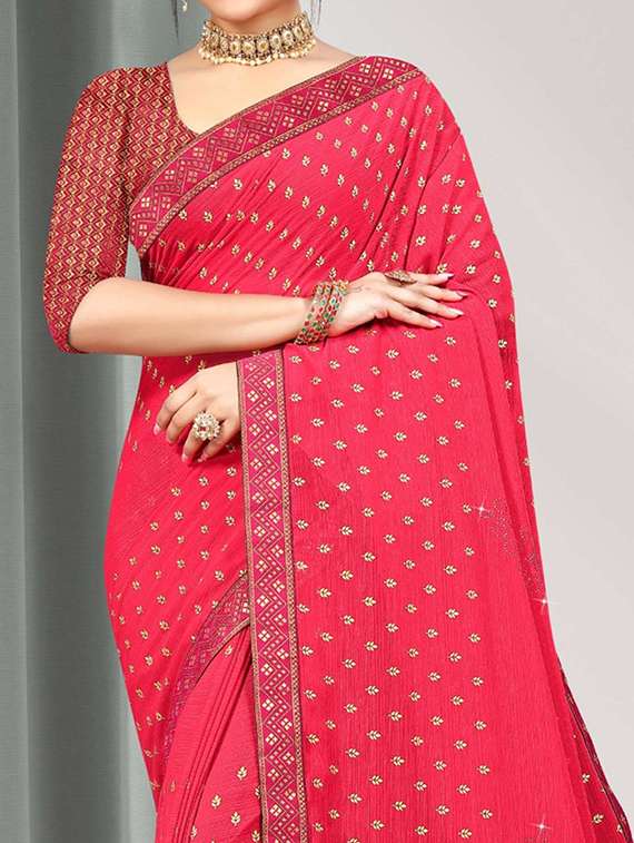 women embroidered bordered saree with blouse - 21723269 -  Standard Image - 1