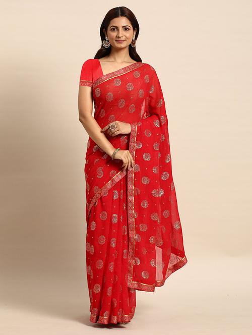 women printed bordered saree with blouse - 21723272 -  Standard Image - 0