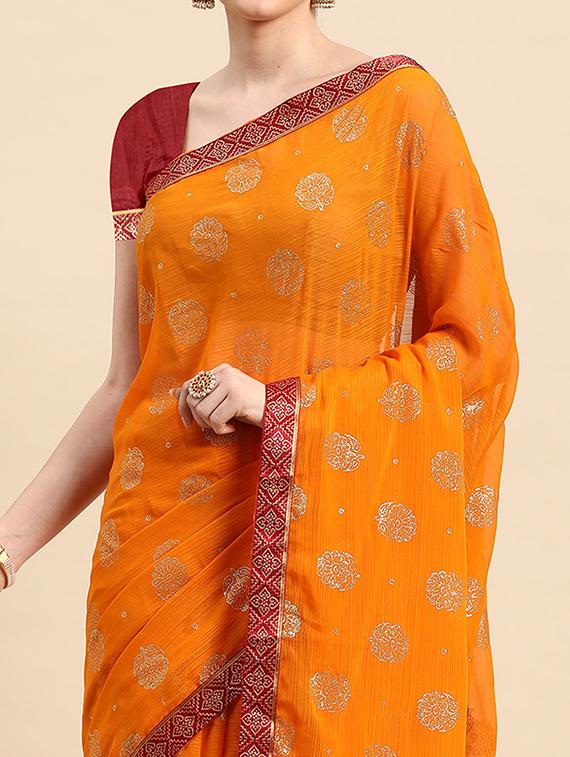 women mustard bordered saree with blouse - 21723274 - Standard Image - 1