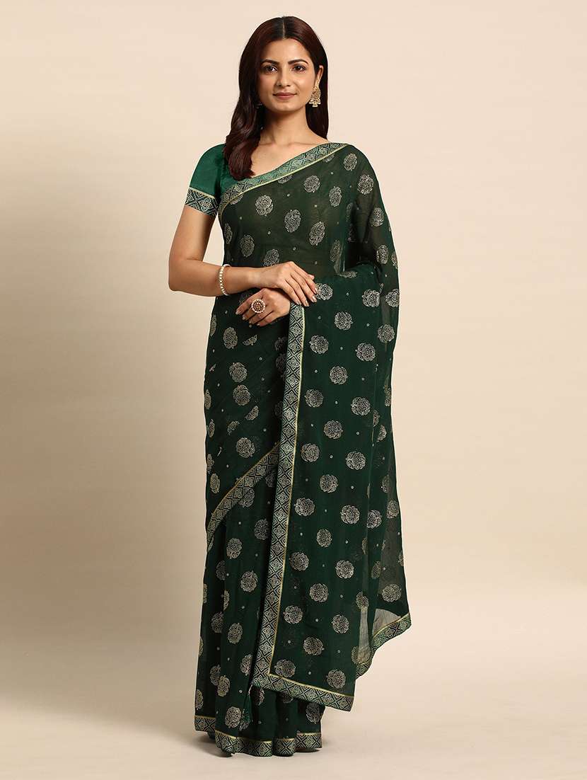 women green bordered saree with blouse