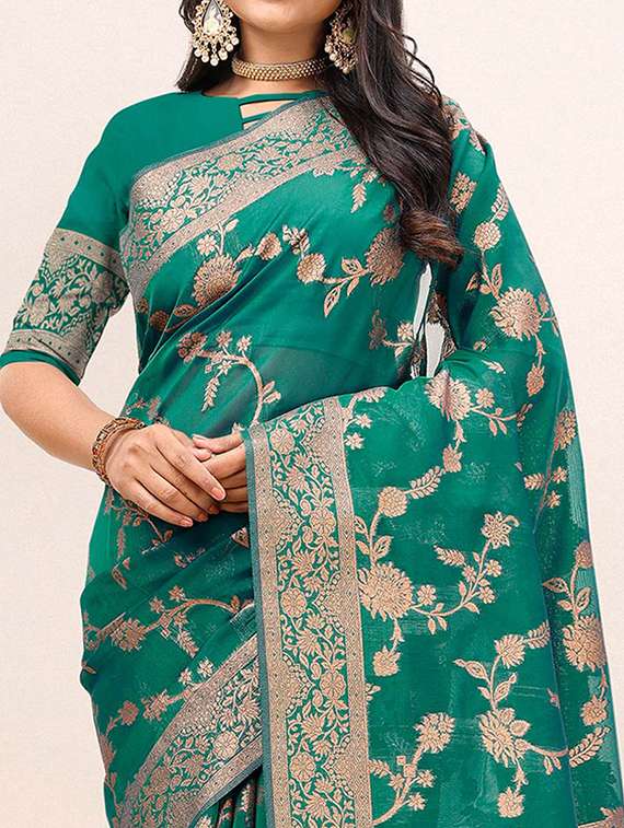 women self design banarasi saree with blouse - 21723295 -  Standard Image - 4