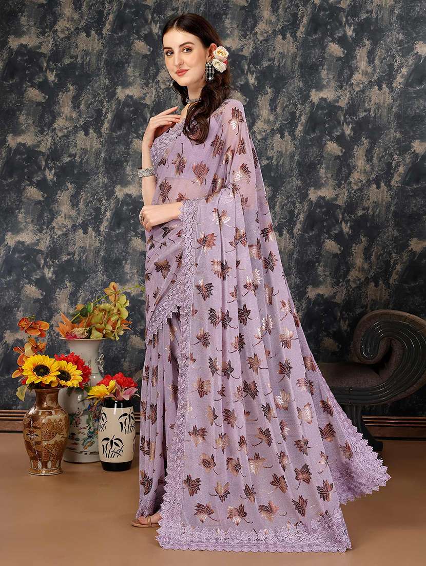 women foil printed casual wear saree with blouse