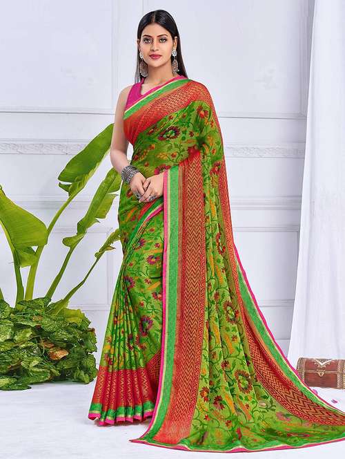 women printed casual wear saree with blouse - 21723391 -  Standard Image - 0