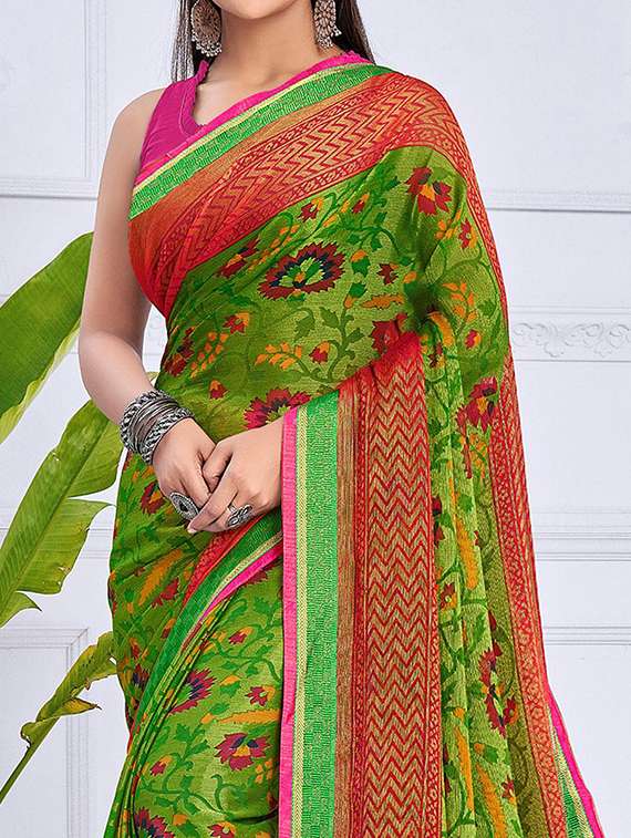 women printed casual wear saree with blouse - 21723391 -  Standard Image - 1