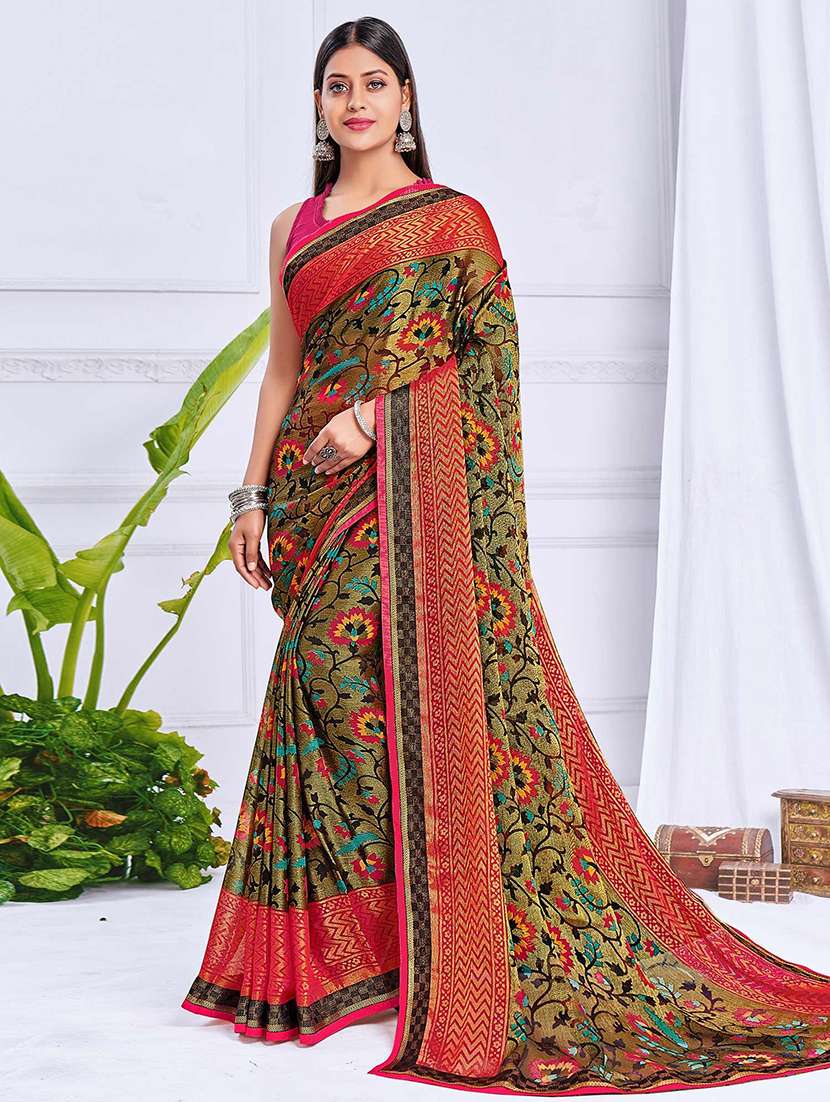 women printed casual wear saree with blouse