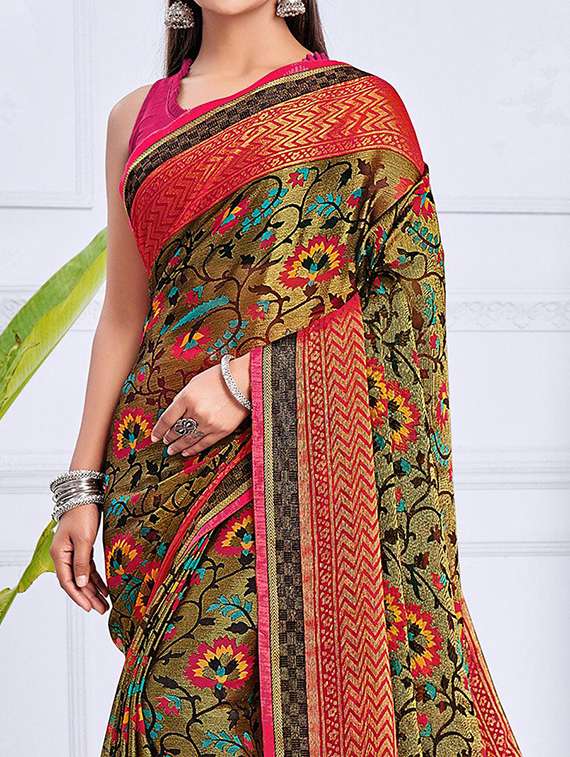 women printed casual wear saree with blouse - 21723392 -  Standard Image - 1