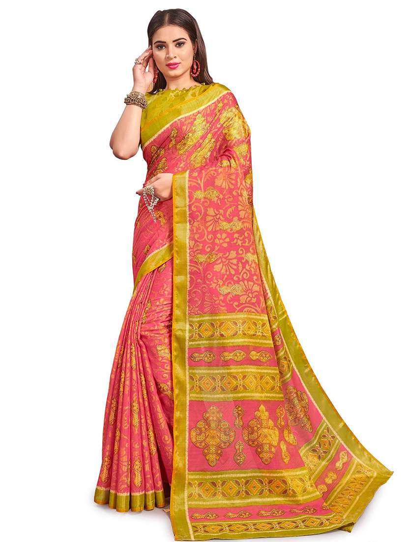 women printed casual wear saree with blouse