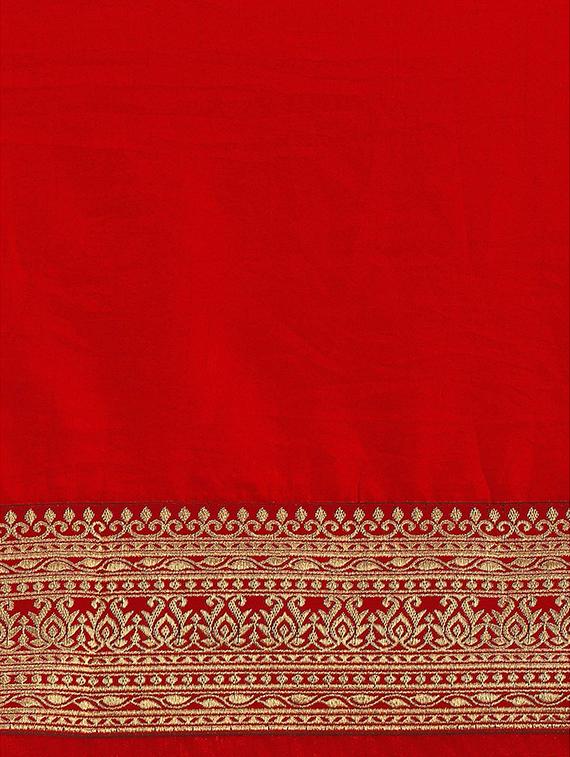 women red solid zari bordered saree with blouse - 21723494 - Standard Image - 4