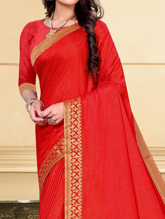 women solid with bordered saree with blouse - 21723511 -  Standard Image - 1
