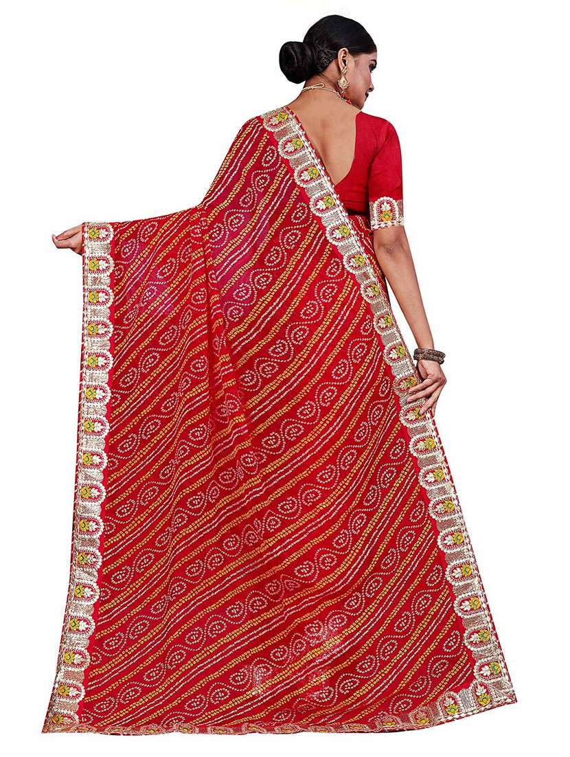 women bandhani printed bordered saree with blouse - 21723532 -  Standard Image - 1