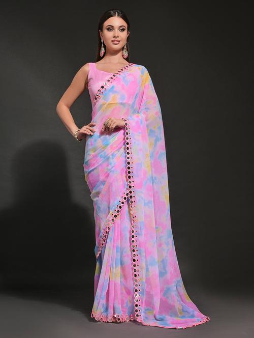 women printed bordered saree with blouse - 21723578 - Standard Image - 0