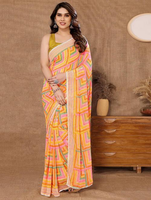 women printed ready to wear saree with blouse - 21723642 - Standard Image - 0