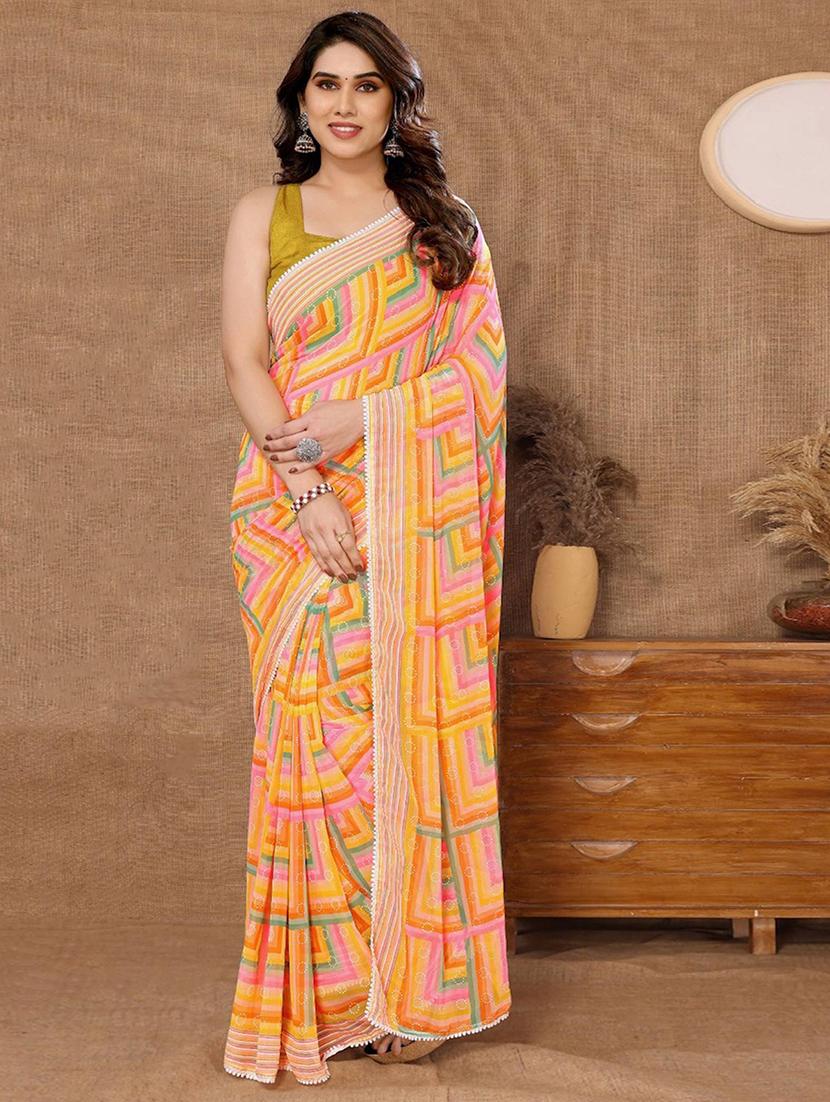 women printed ready to wear saree with blouse - 21723642 - Zoom Image - 0