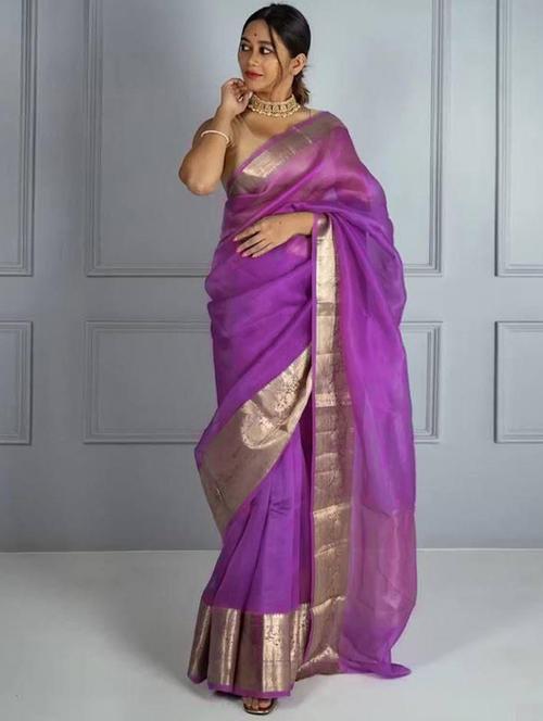 women solid bordered saree with blouse - 21723699 -  Standard Image - 0