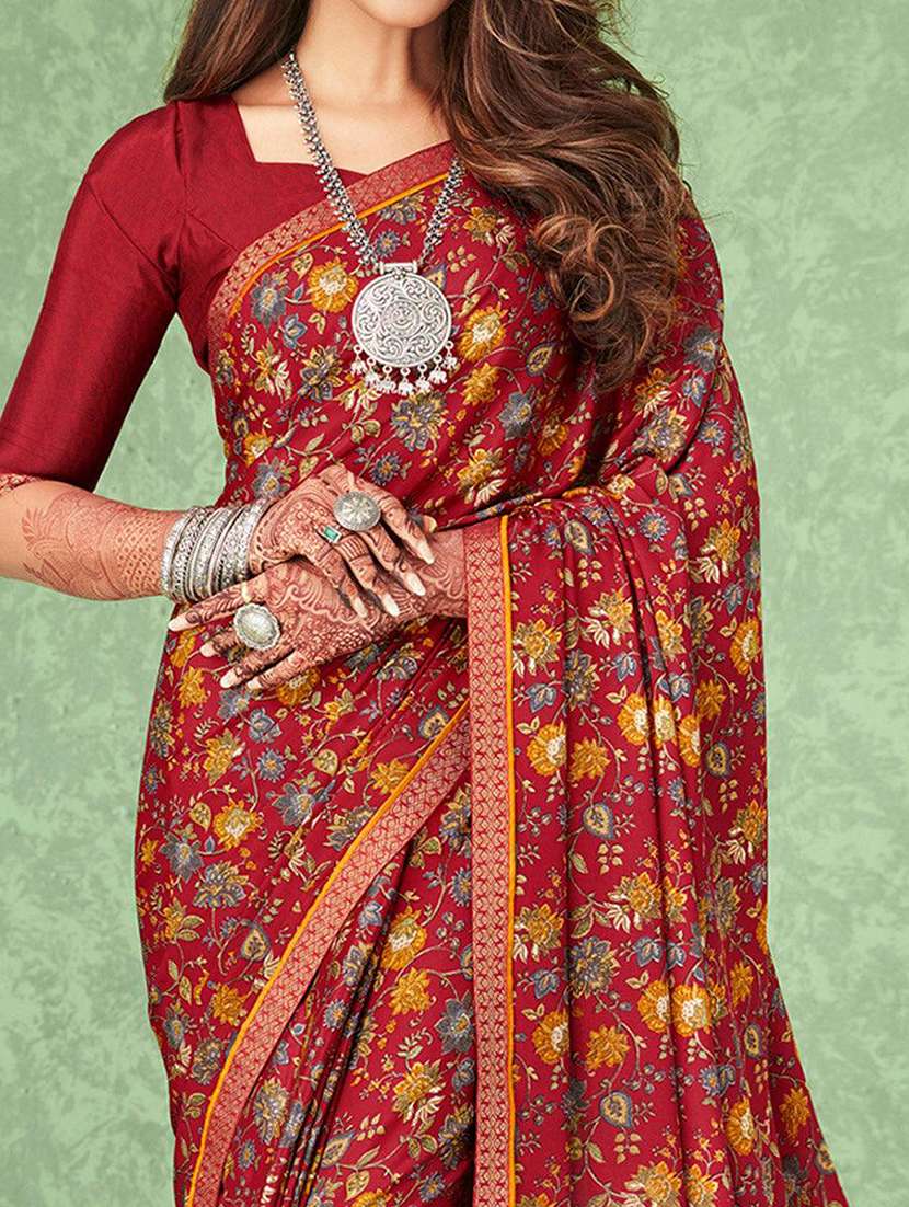 women printed casual wear saree with blouse - 21723758 -  Standard Image - 1