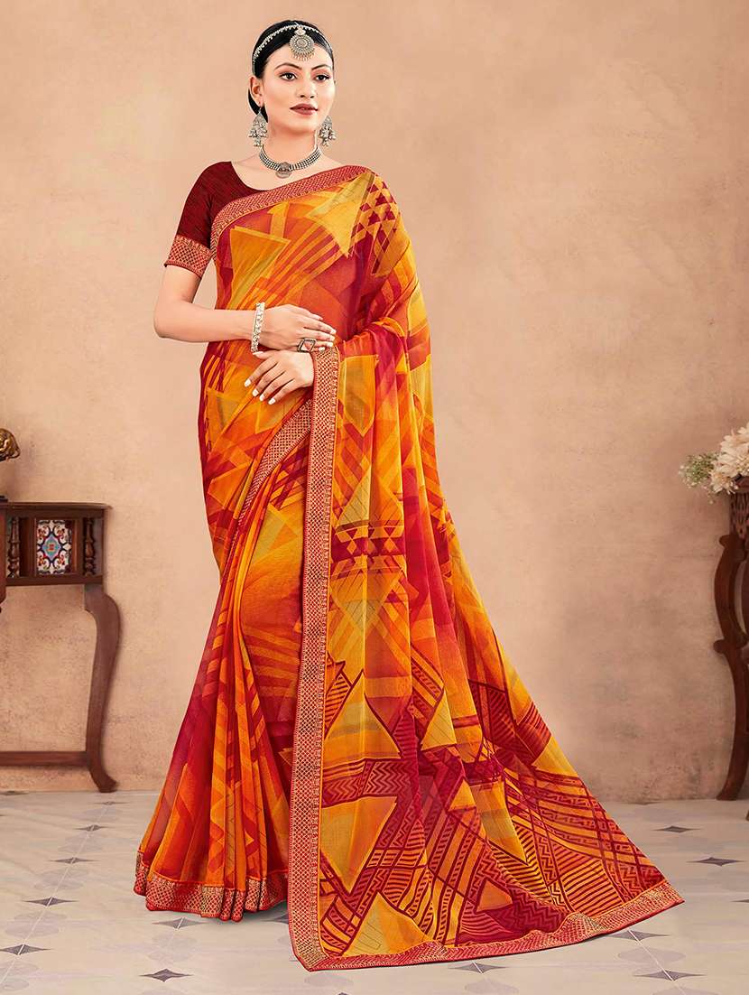 women printed casual wear saree with blouse