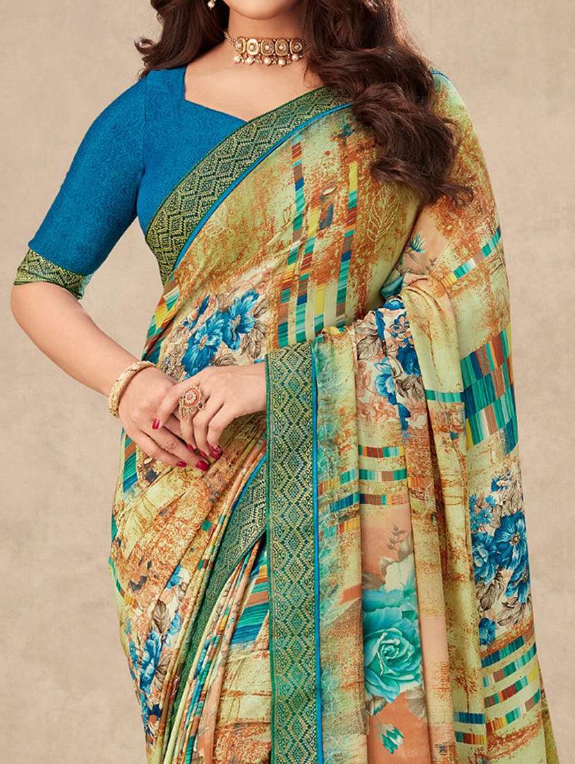 women printed bordered saree with blouse - 21723776 -  Standard Image - 1