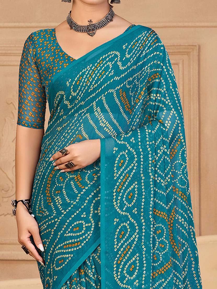 women bandhani printed bordered saree with blouse - 21723785 - Standard Image - 1