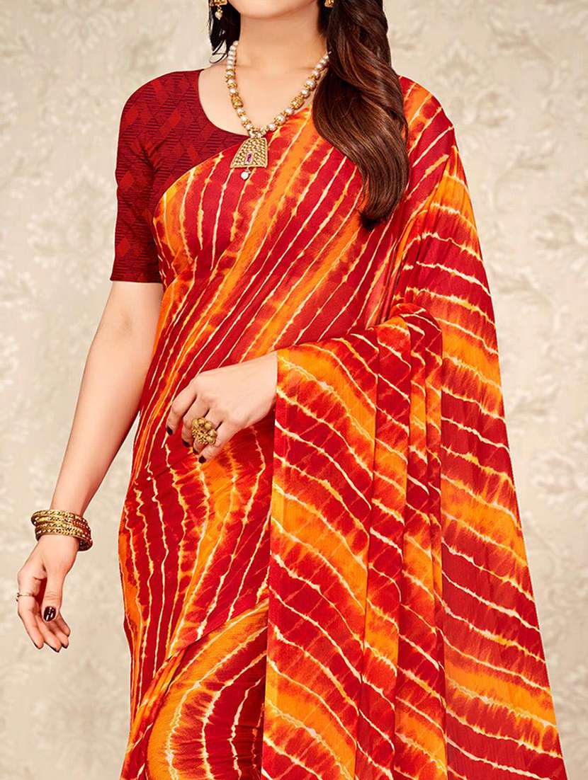 women leheriya printed bordered saree with blouse - 21723789 -  Standard Image - 1