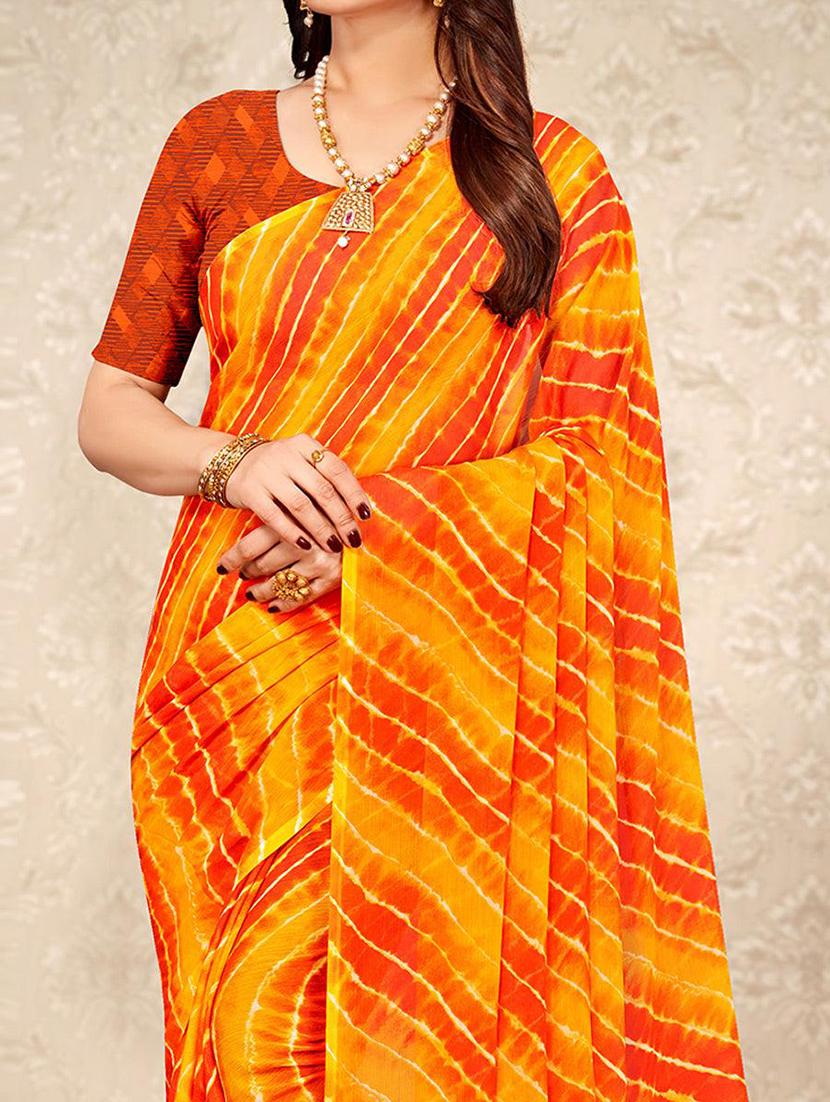women leheriya printed bordered saree with blouse - 21723791 - Standard Image - 1