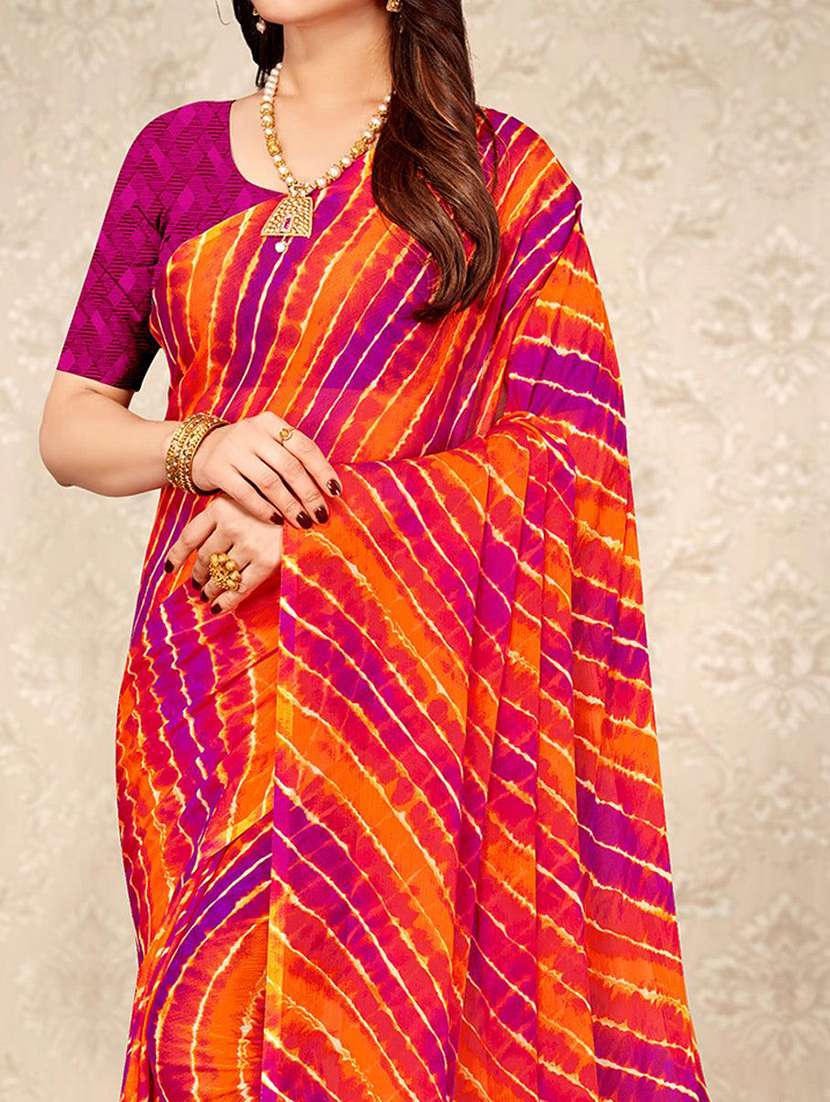 women leheriya printed bordered saree with blouse - 21723793 -  Standard Image - 1