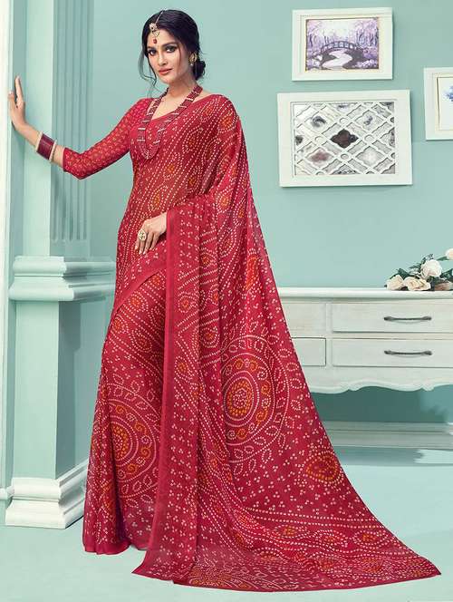 women bandhani printed bordered saree with blouse - 21723801 - Standard Image - 0