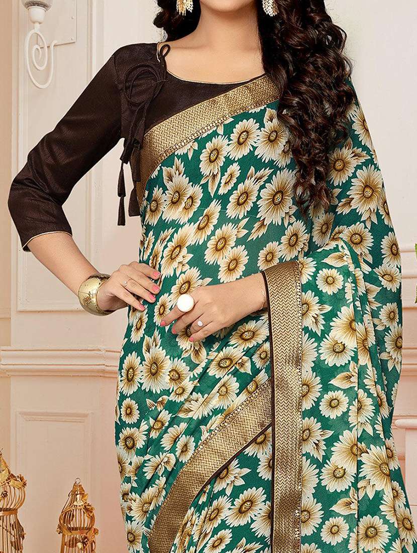 women floral printed bordered saree with blouse - 21723813 -  Standard Image - 1