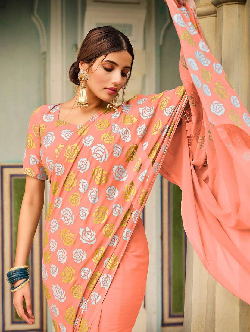 women printed casual wear saree with blouse - 21723818 -  Standard Image - 1