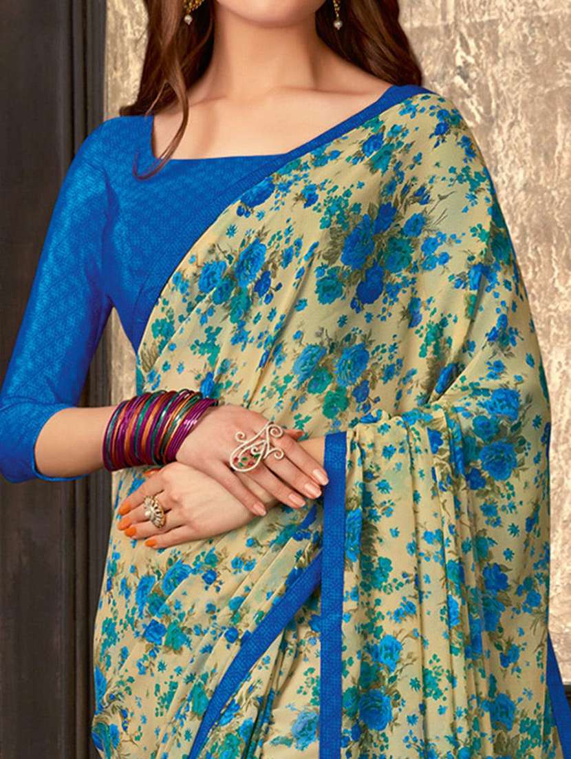 women floral printed bordered saree with blouse - 21723826 -  Standard Image - 1