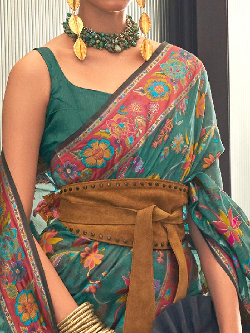 women printed bordered saree with blouse - 21723836 -  Standard Image - 1