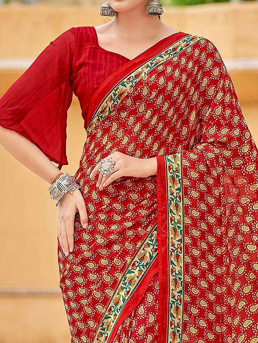 women printed bordered saree with blouse - 21723877 -  Standard Image - 1
