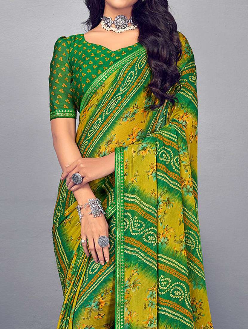 women bandhani printed bordered saree with blouse - 21723891 -  Standard Image - 1
