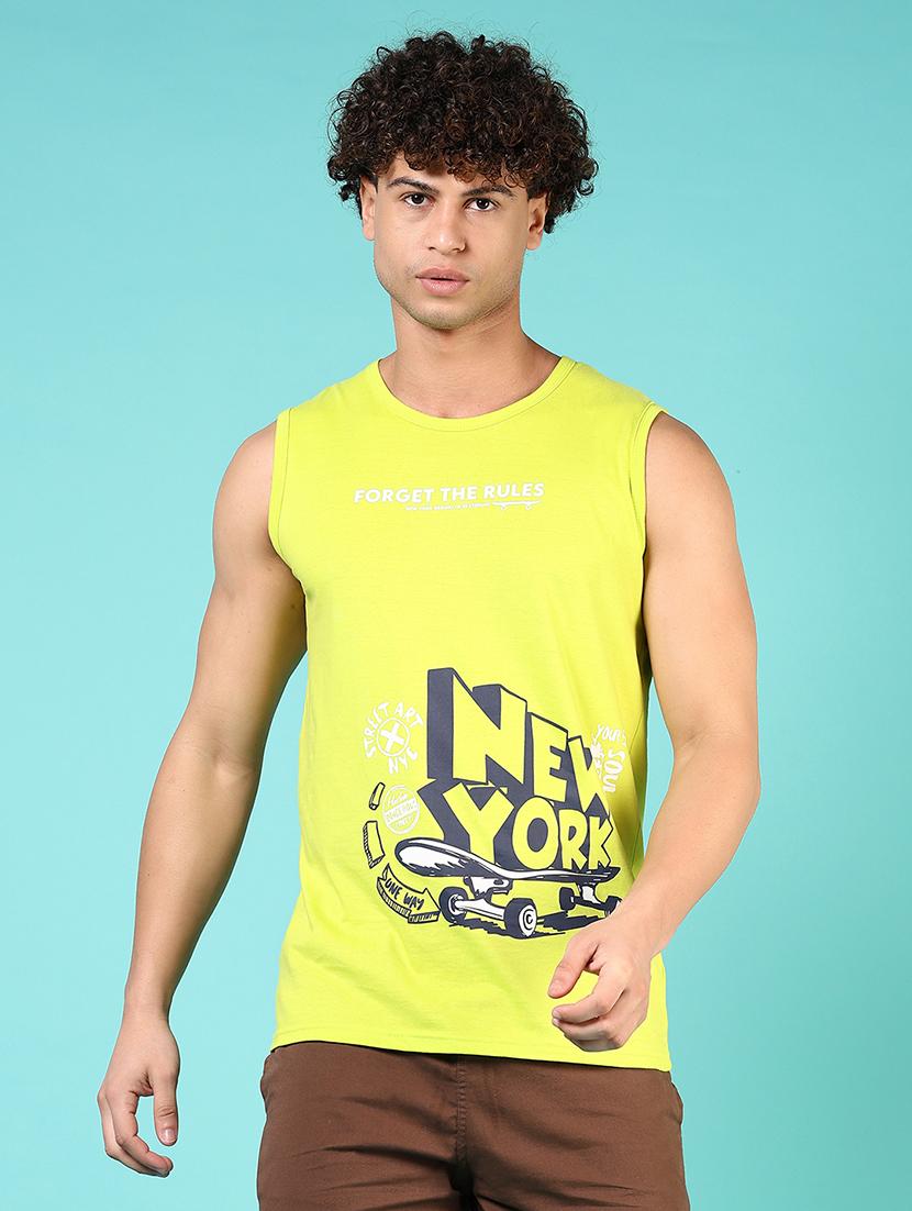 men front print sleeveless regular fit t-shirt - 21723966 - Zoom Image - 0
