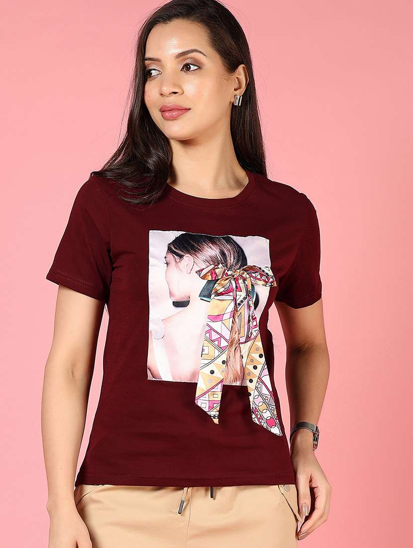 women front print short sleeve t-shirt - 21724038 -  Standard Image - 1