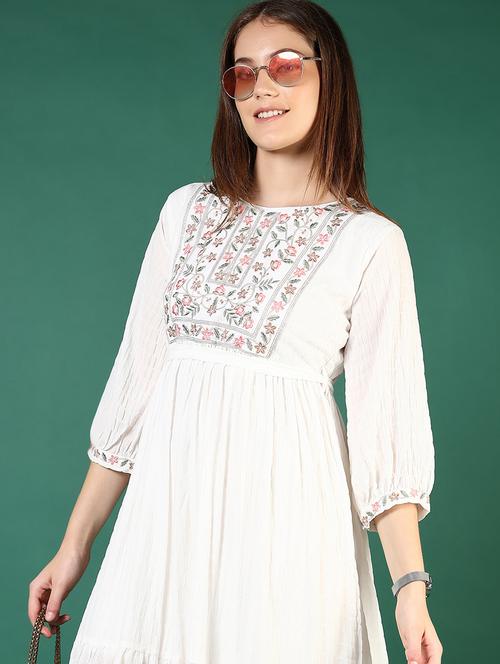 women white embroidered tiered dress - 21724040 - Standard Image - 0