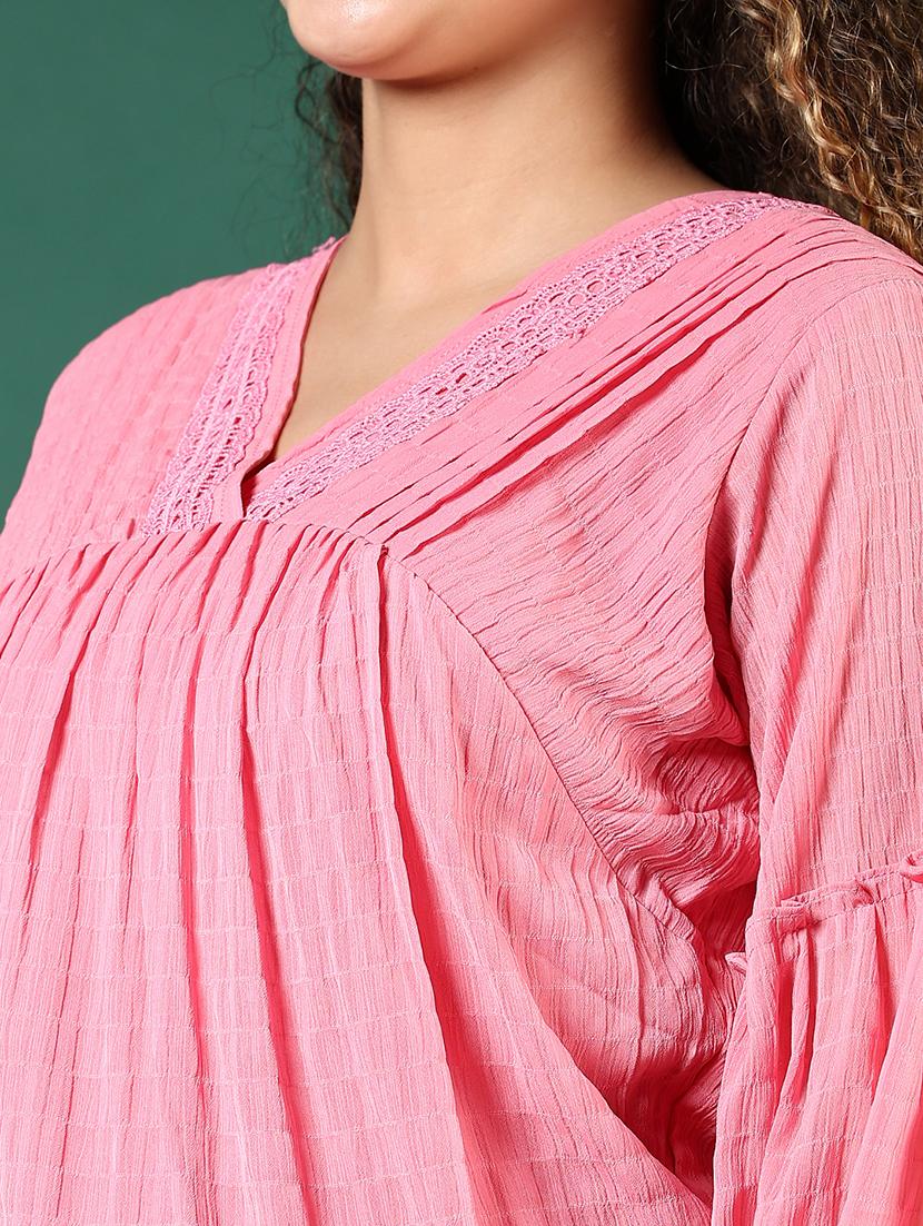 women solid puff sleeve regular top - 21724049 - Standard Image - 4