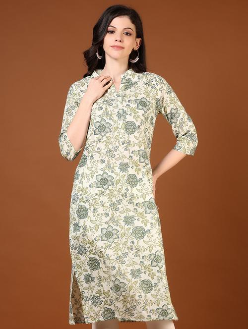 women three quarter sleeve straight kurta - 21724051 -  Standard Image - 0