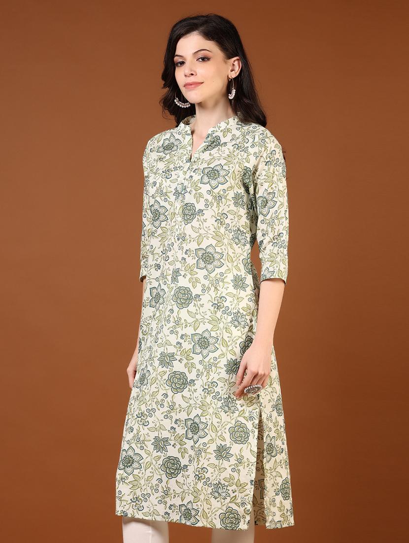 women three quarter sleeve straight kurta - 21724051 -  Standard Image - 1