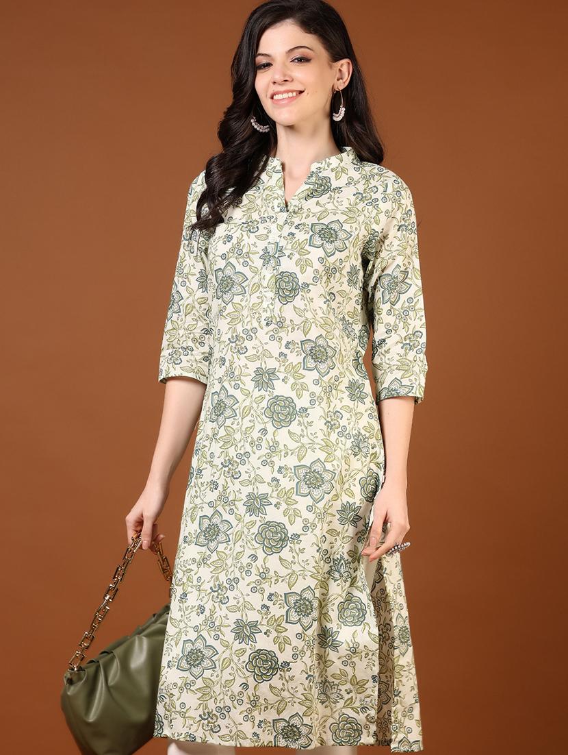 women three quarter sleeve straight kurta - 21724051 - Standard Image - 4