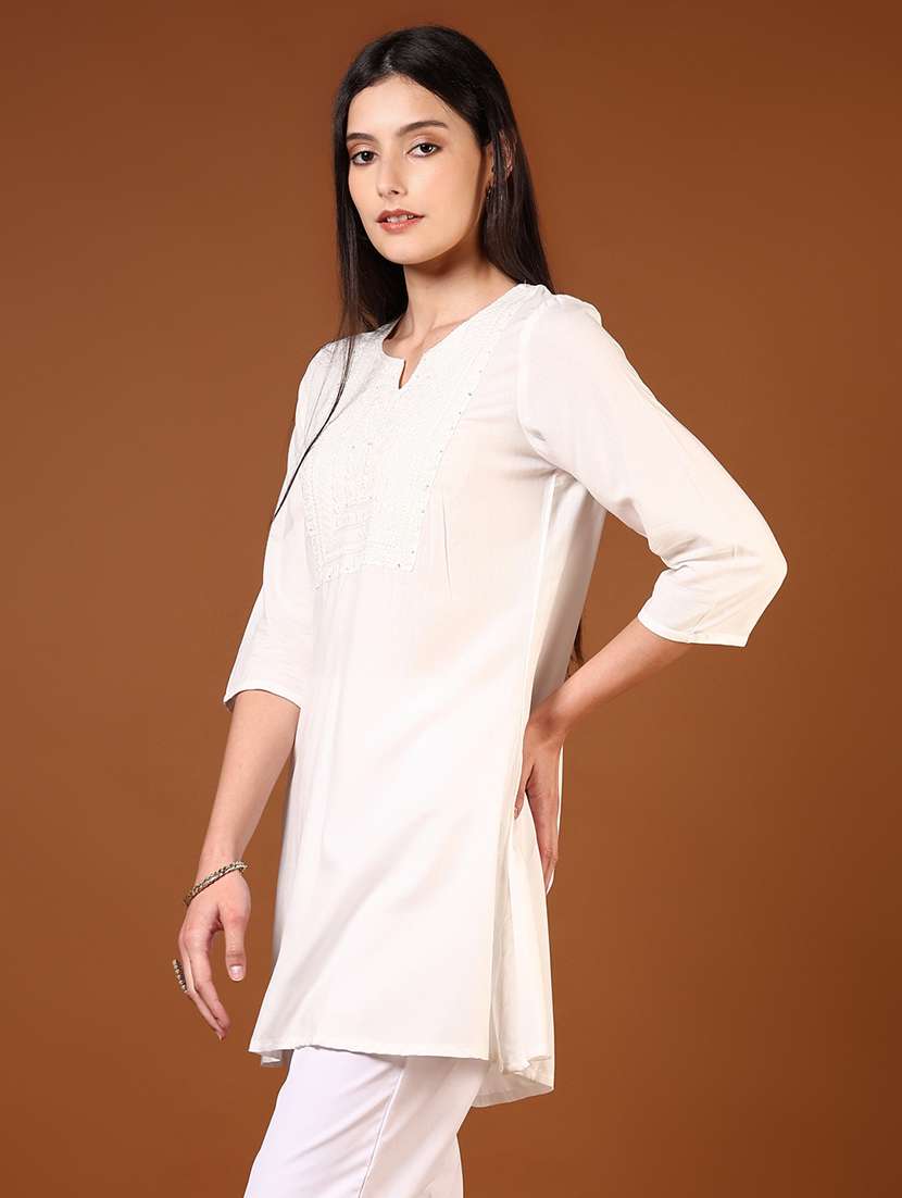 women three quarter sleeve a-line kurti - 21724084 -  Standard Image - 1