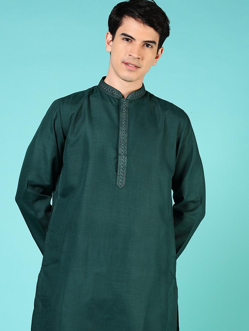 men solid mandarin neck long kurta - 21724091 - Standard Image - 4