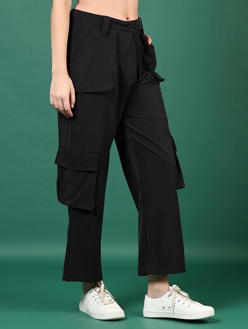 women solid mid rise cargo - 21724107 - Standard Image - 4