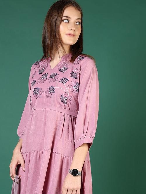 women embroidered puff sleeve tiered dress - 21724110 - Standard Image - 0