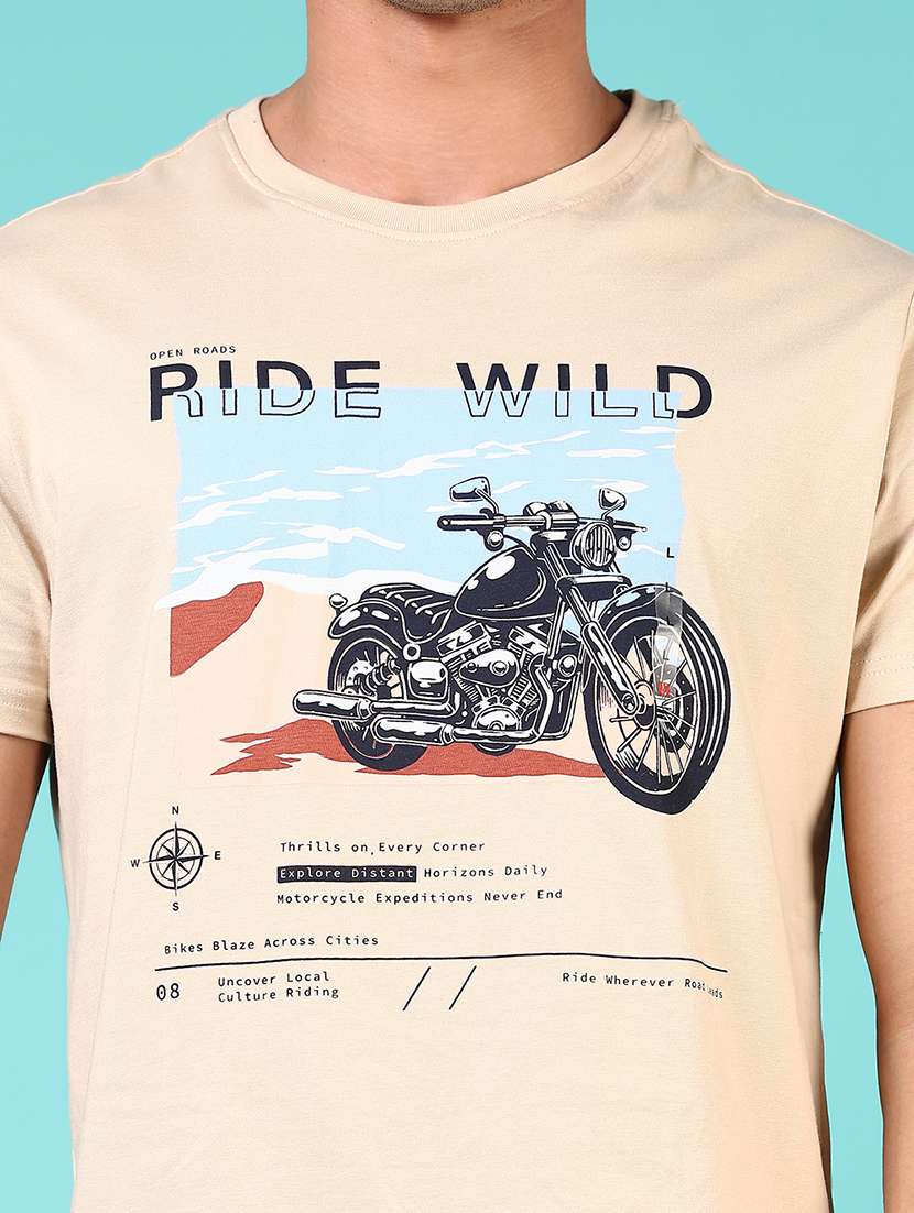 men front print round neck regular fit t-shirt - 21724123 -  Standard Image - 4