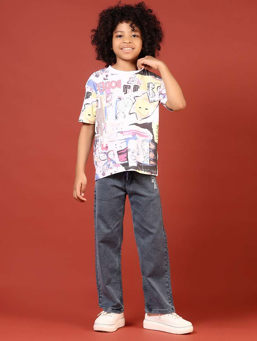 boys solid mid rise straight fit jeans - 21724143 -  Standard Image - 4