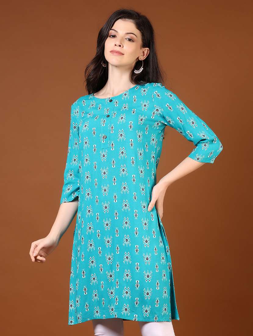 women three quarter sleeve straight kurta - 21724157 -  Standard Image - 1