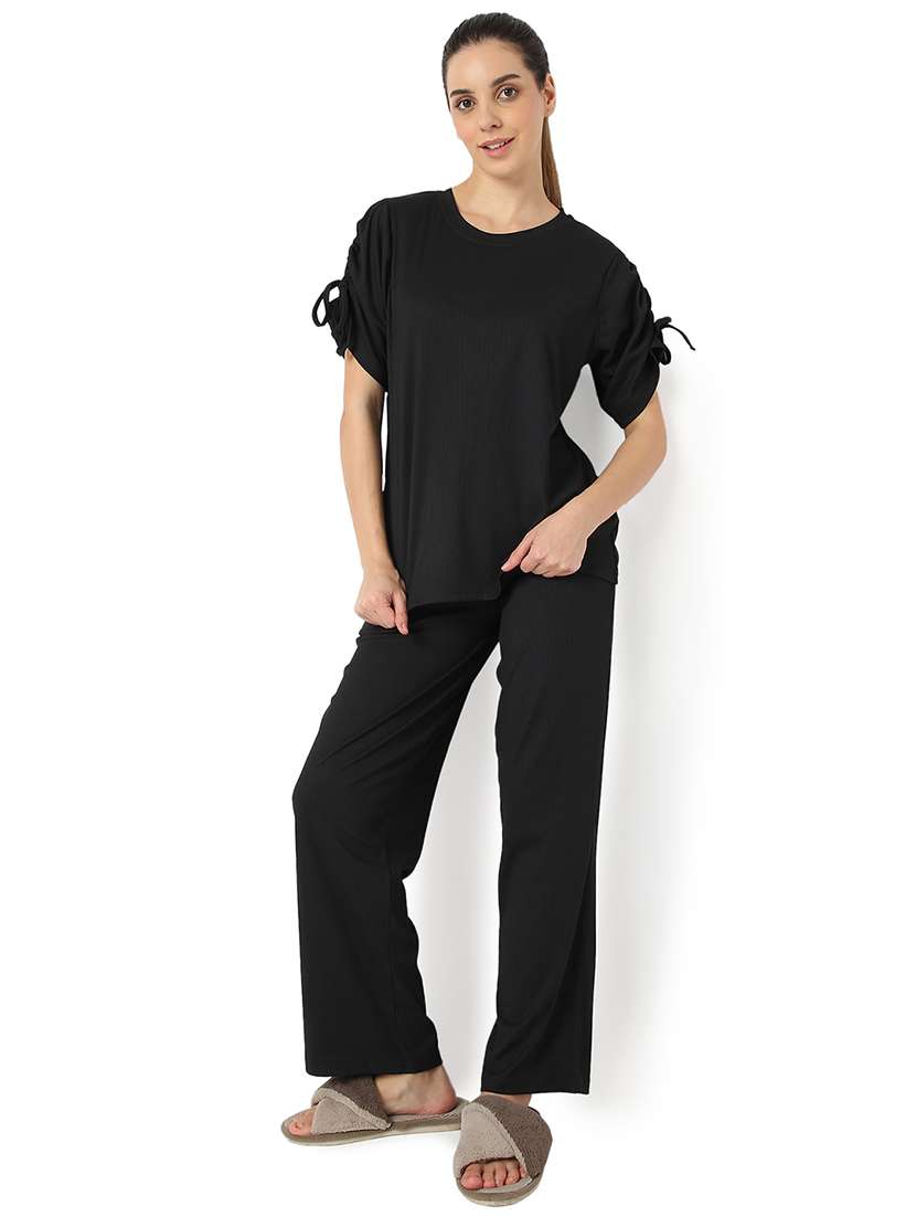 women solid nightwear pyjama set - 21724232 - Standard Image - 1