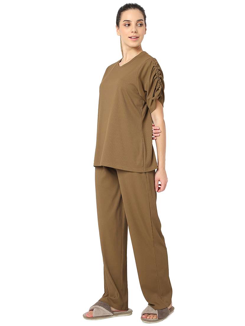 women solid nightwear pyjama set - 21724233 -  Standard Image - 1