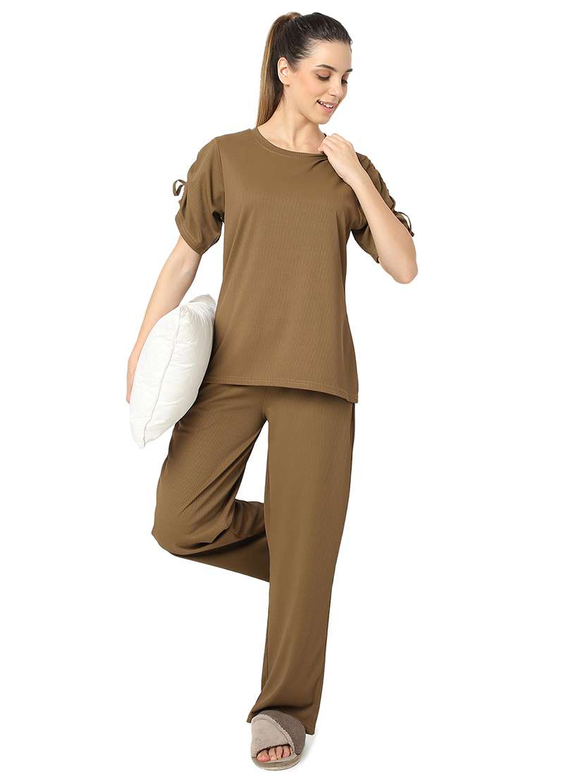 women solid nightwear pyjama set - 21724233 - Standard Image - 4