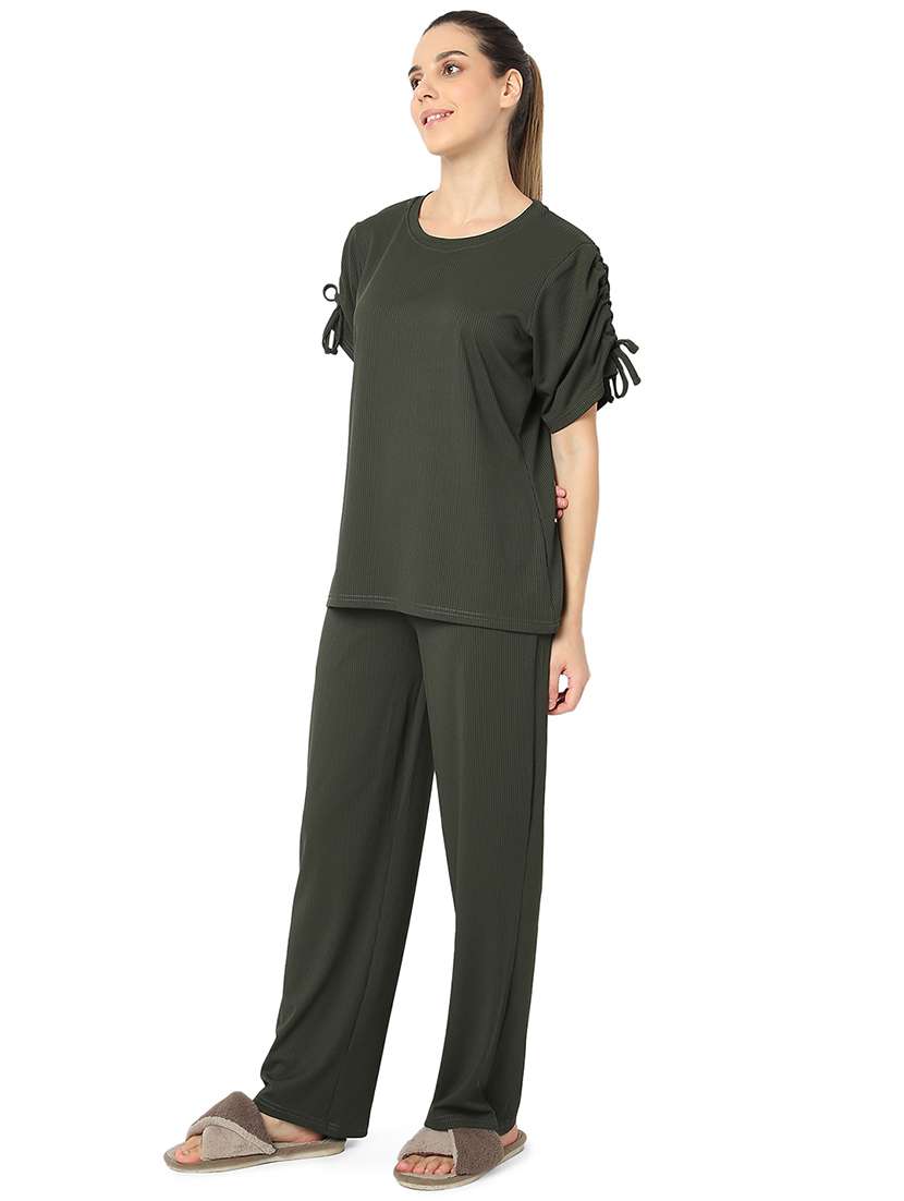 women solid nightwear pyjama set - 21724236 -  Standard Image - 1
